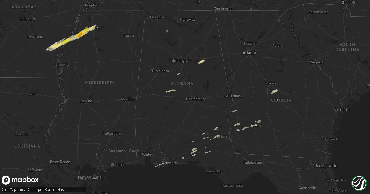 Hail map in Alabama on December 1, 2018