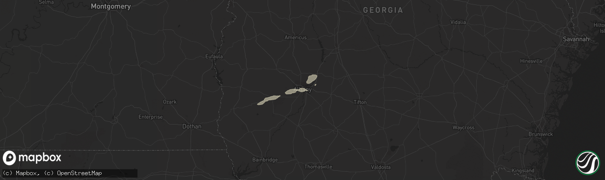 Hail map in Albany, GA on December 1, 2018