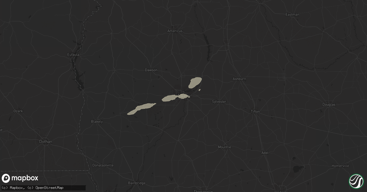 Hail map in Albany, GA on December 1, 2018