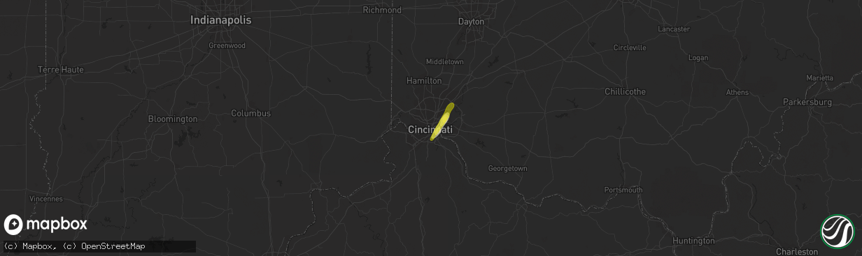 Hail map in Cincinnati, OH on December 1, 2018