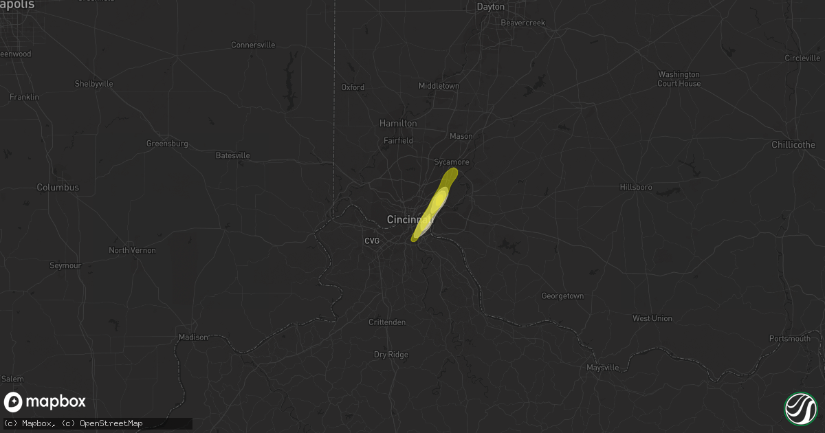 Hail map in Cincinnati, OH on December 1, 2018