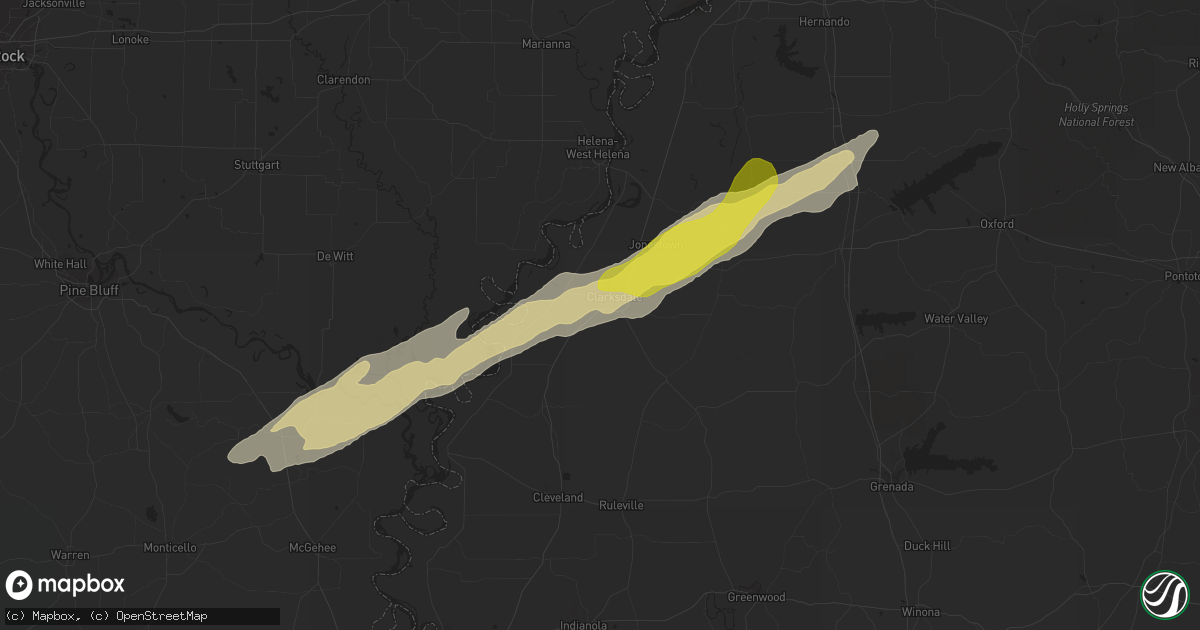 Hail map in Clarksdale, MS on December 1, 2018