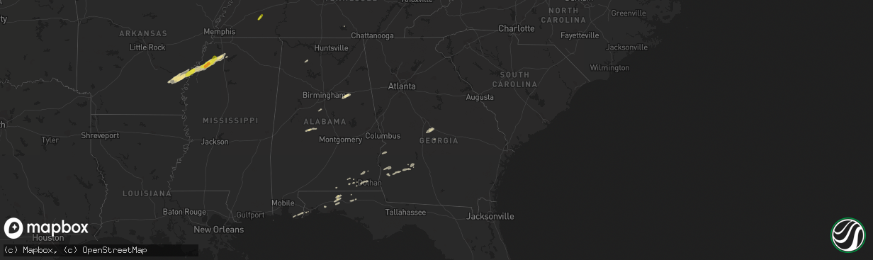 Hail map in Georgia on December 1, 2018