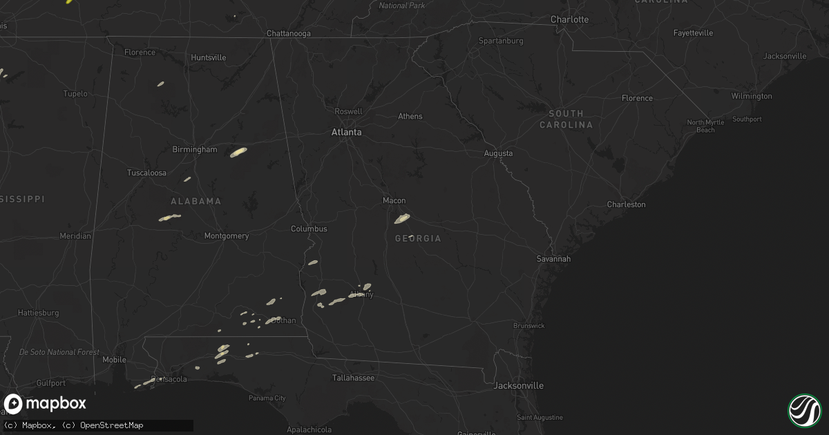 Hail map in Georgia on December 1, 2018