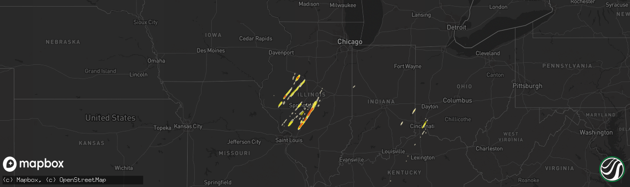 Hail map in Illinois on December 1, 2018