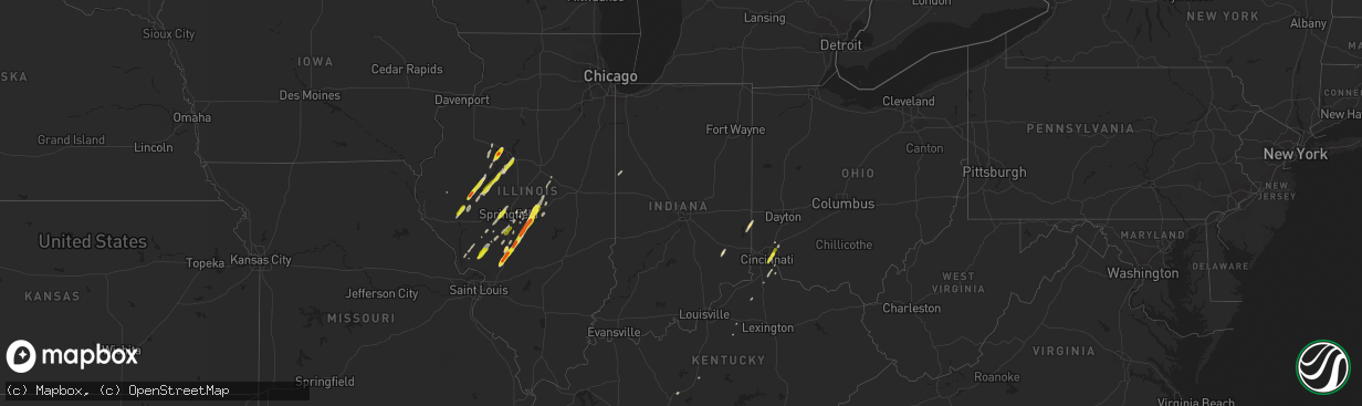 Hail map in Indiana on December 1, 2018