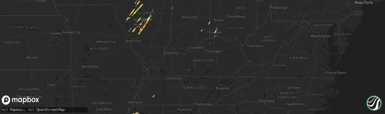 Hail map in Kentucky on December 1, 2018