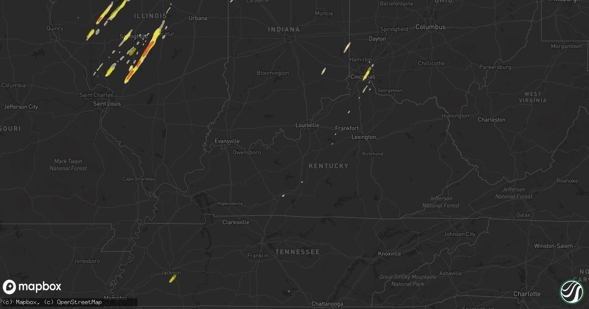 Hail map in Kentucky on December 1, 2018