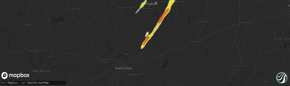 Hail map in Mount Olive, IL on December 1, 2018