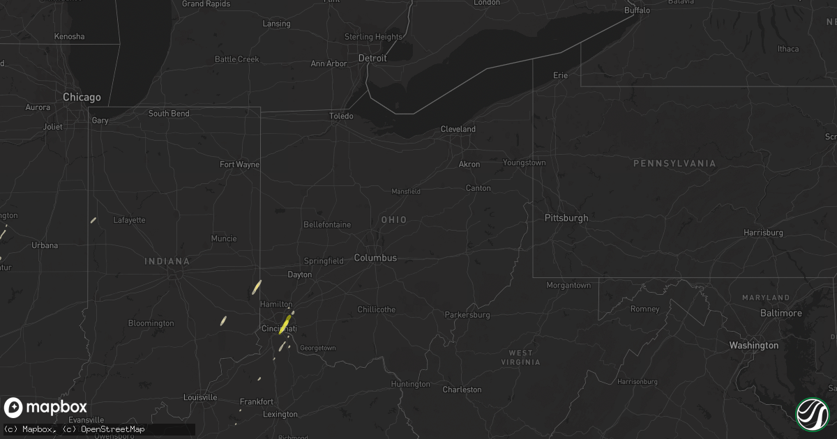 Hail map in Ohio on December 1, 2018