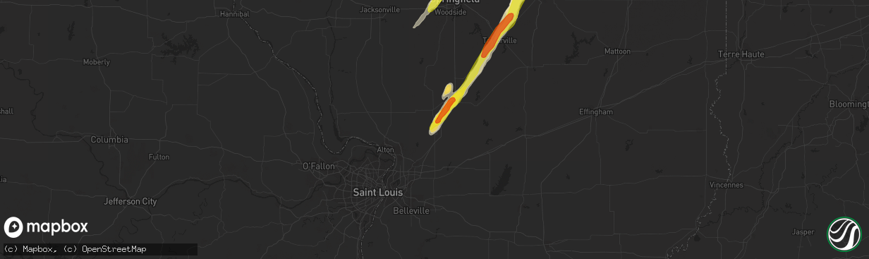 Hail map in Staunton, IL on December 1, 2018