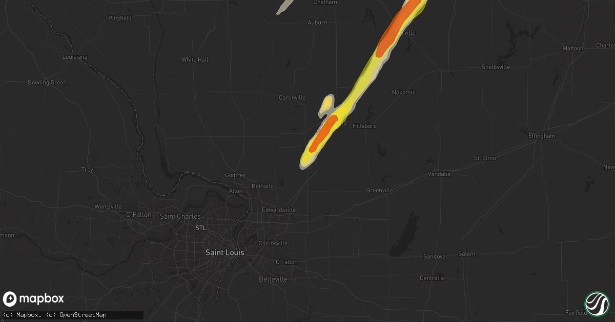Hail map in Staunton, IL on December 1, 2018