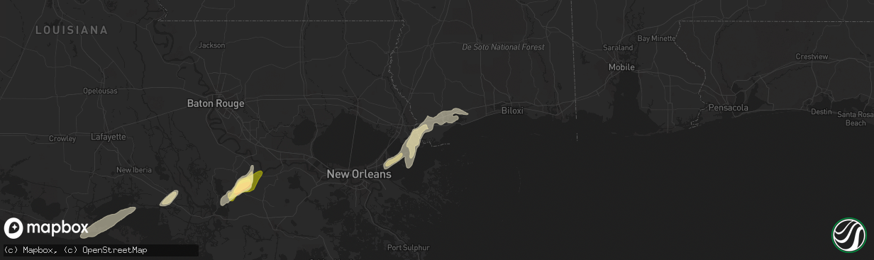 Hail map in Bay Saint Louis, MS on December 1, 2023