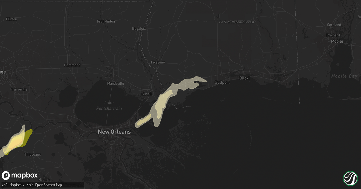 Hail map in Bay Saint Louis, MS on December 1, 2023
