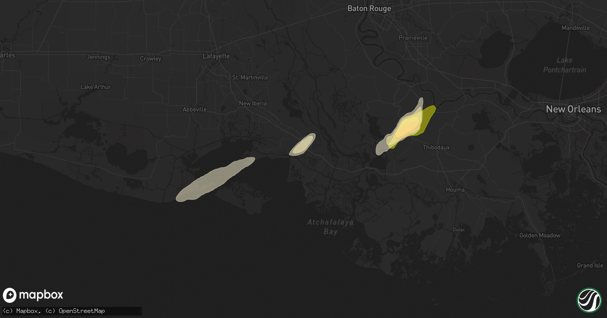 Hail map in Franklin, LA on December 1, 2023