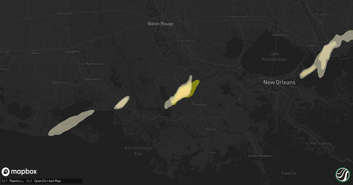 Hail map in Napoleonville, LA on December 1, 2023