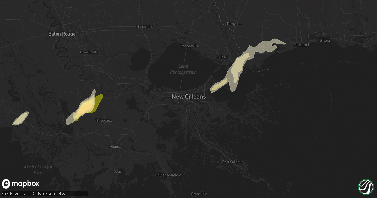 Hail map in New Orleans, LA on December 1, 2023