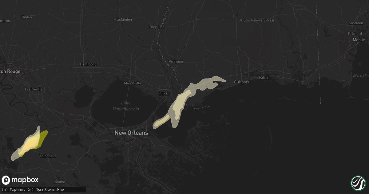 Hail map in Pearlington, MS on December 1, 2023