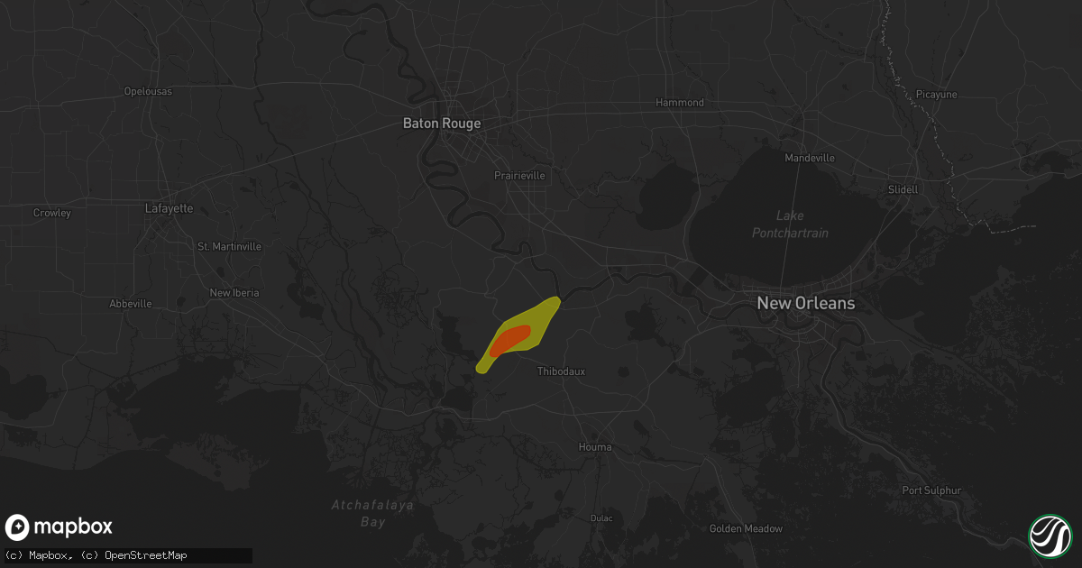 Hail map in Saint James, LA on December 1, 2023