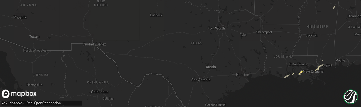 Hail map in Texas on December 1, 2023