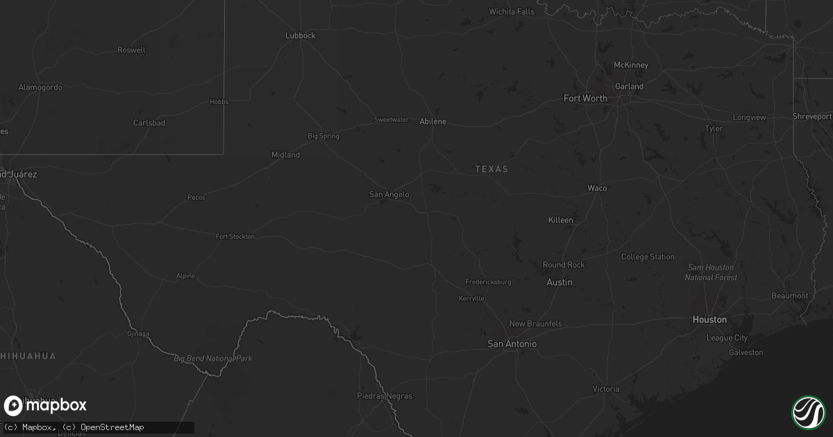 Hail map in Texas on December 1, 2023