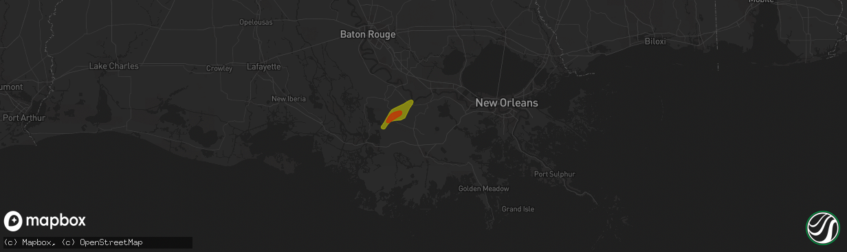 Hail map in Thibodaux, LA on December 1, 2023