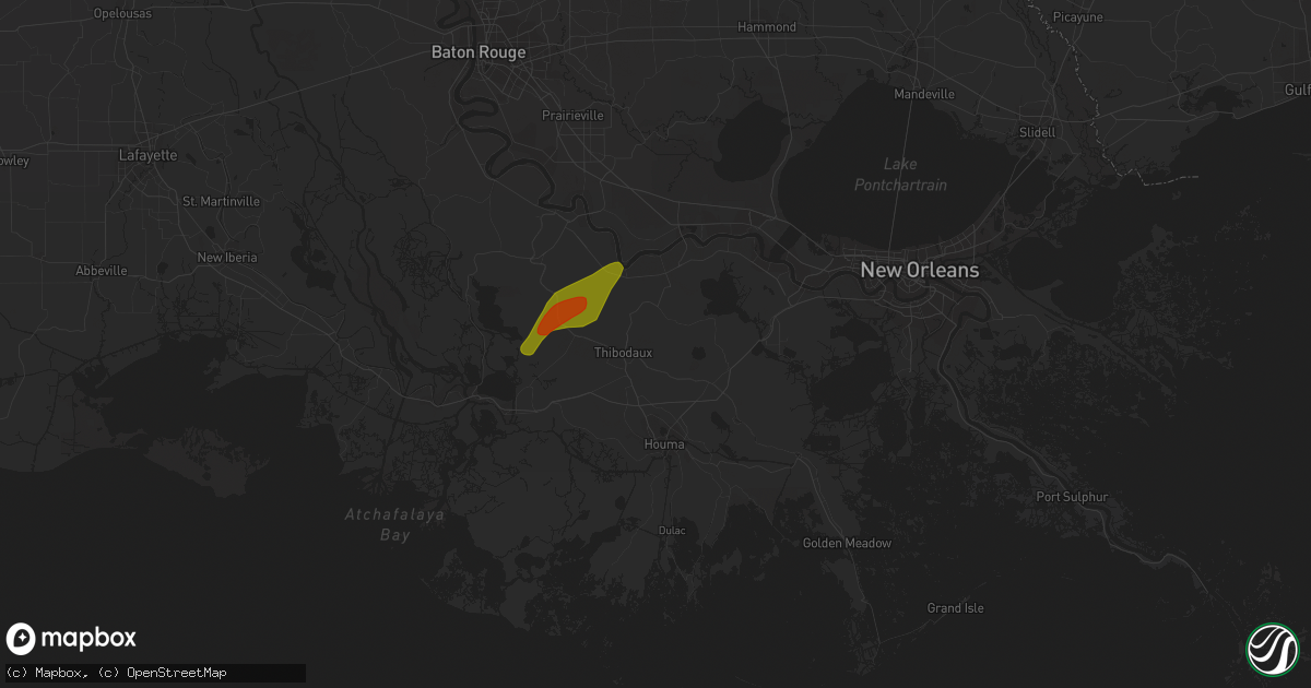 Hail map in Thibodaux, LA on December 1, 2023