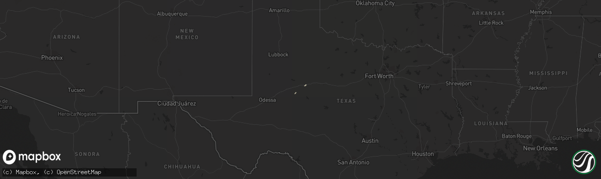 Hail map in Texas on December 2, 2011