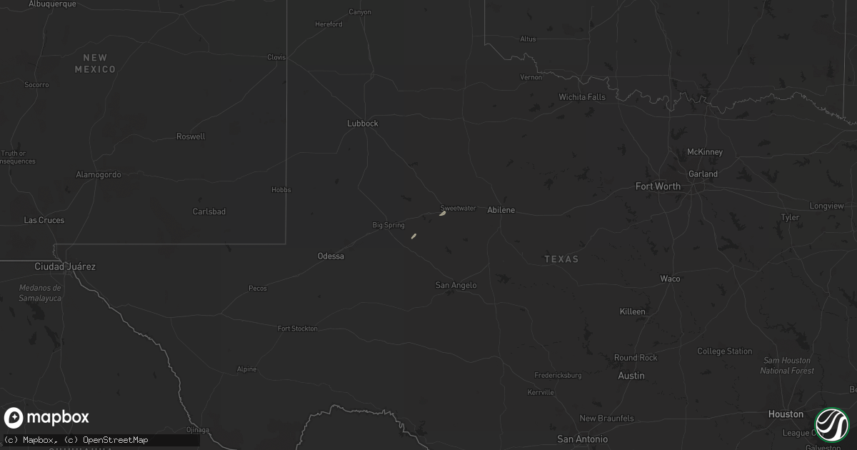 Hail map in Texas on December 2, 2011