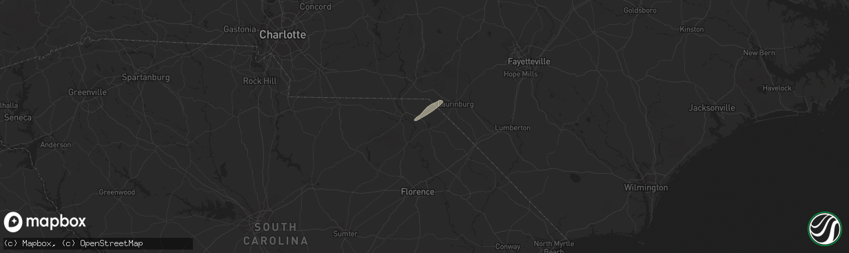 Hail map in Bennettsville, SC on December 2, 2018