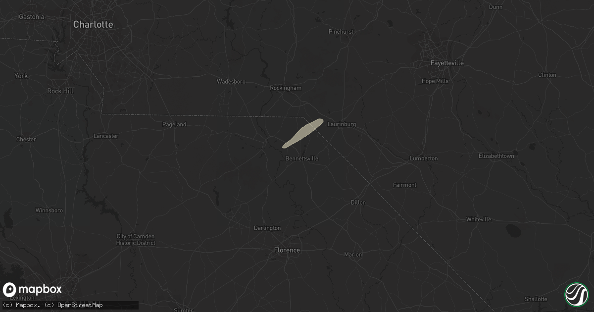 Hail map in Bennettsville, SC on December 2, 2018