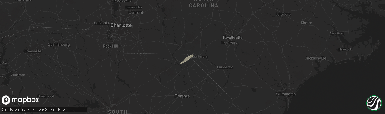 Hail map in Gibson, NC on December 2, 2018