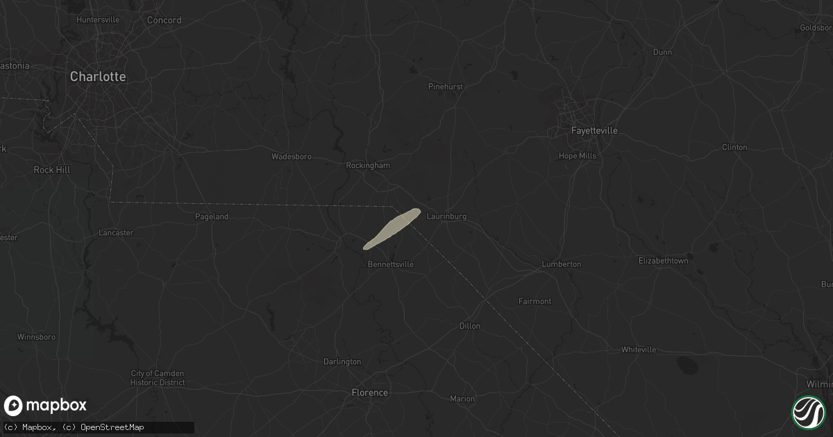 Hail map in Gibson, NC on December 2, 2018