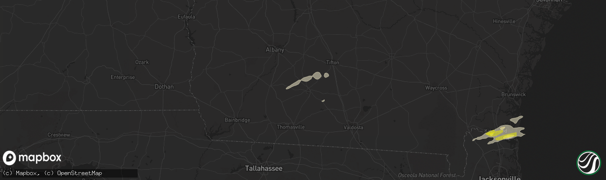 Hail map in Moultrie, GA on December 2, 2018