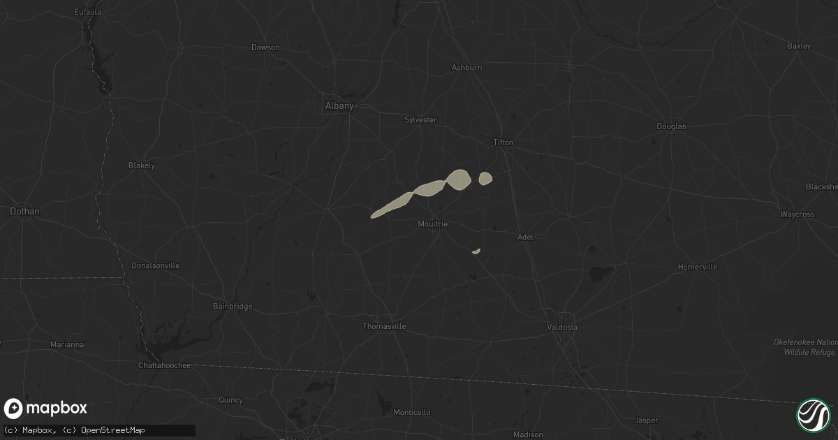 Hail map in Moultrie, GA on December 2, 2018