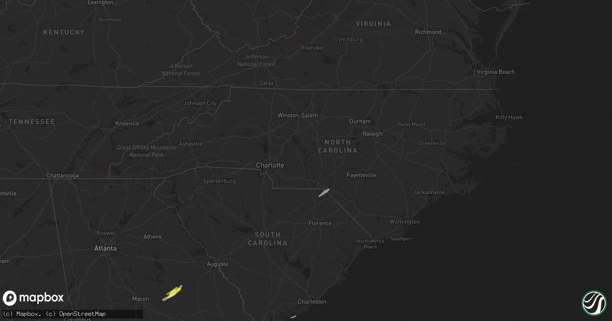 Hail map in North Carolina on December 2, 2018