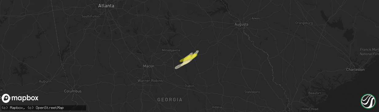 Hail map in Sandersville, GA on December 2, 2018