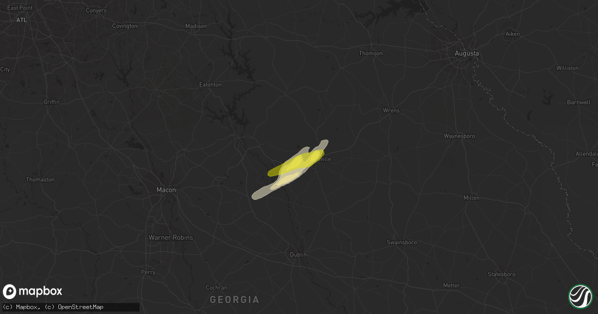 Hail map in Sandersville, GA on December 2, 2018