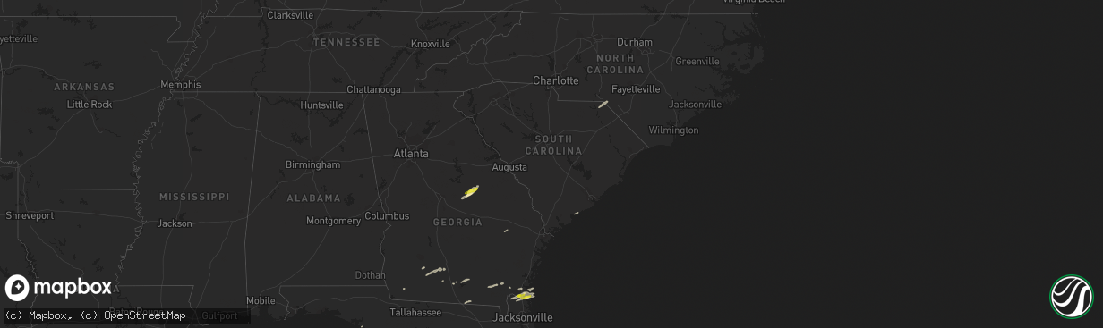 Hail map in South Carolina on December 2, 2018