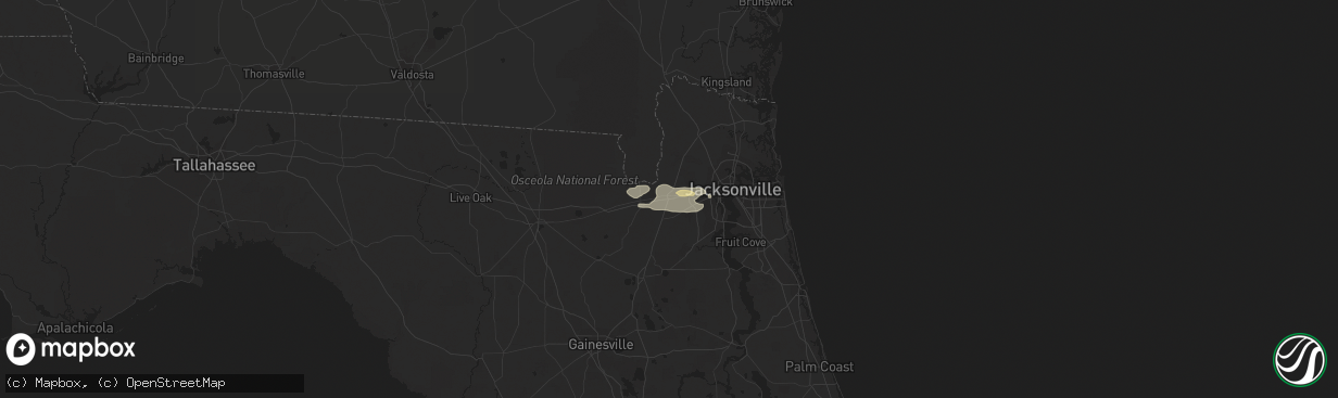 Hail map in Bryceville, FL on December 2, 2023