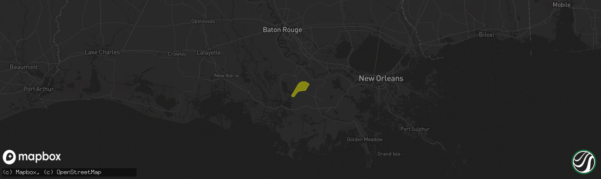 Hail map in Napoleonville, LA on December 2, 2023