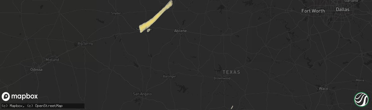 Hail map in Roscoe, TX on December 3, 2011