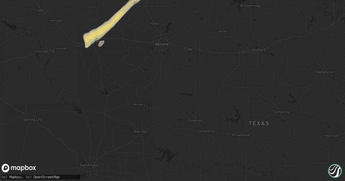 Hail map in Stamford, TX on December 3, 2011