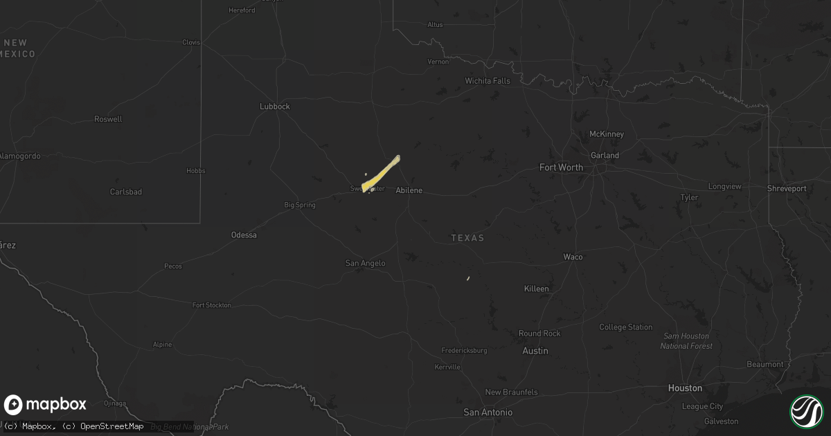 Hail map on December 3, 2011
