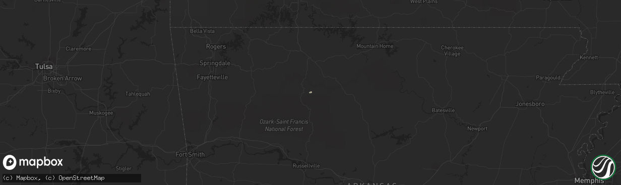 Hail map in Mount Judea, AR on December 3, 2012