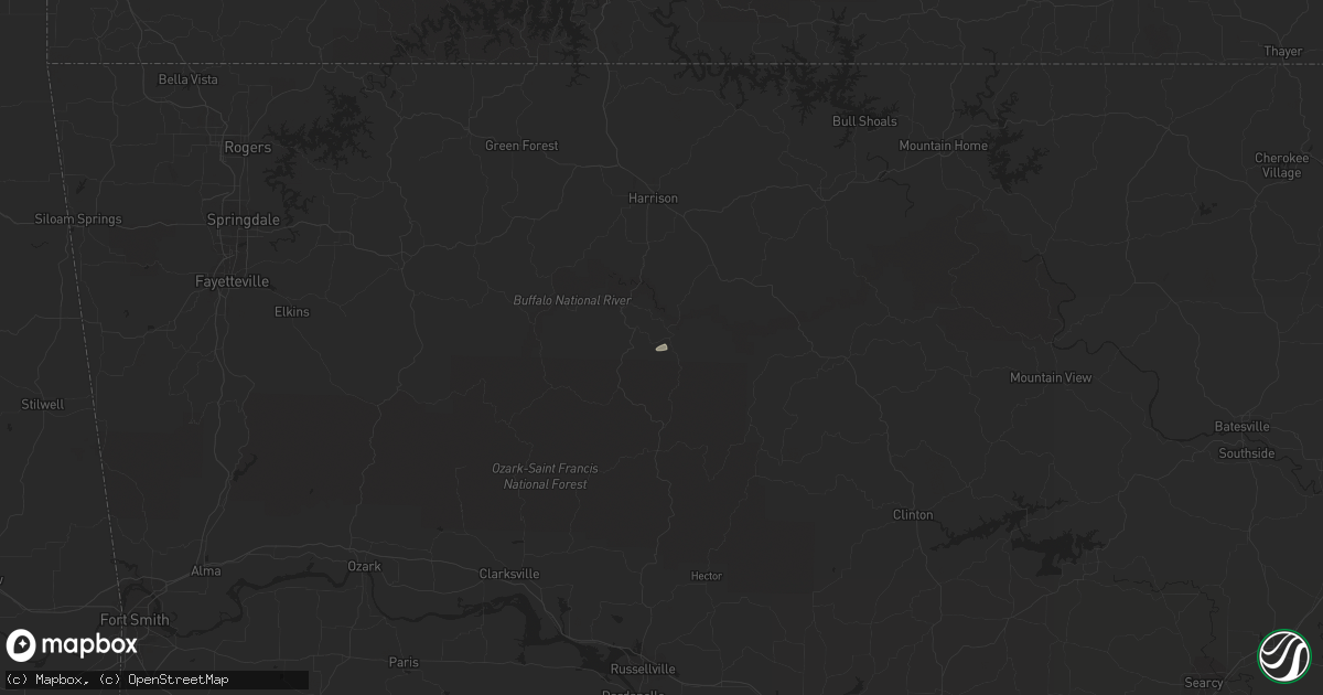 Hail map in Vendor, AR on December 3, 2012