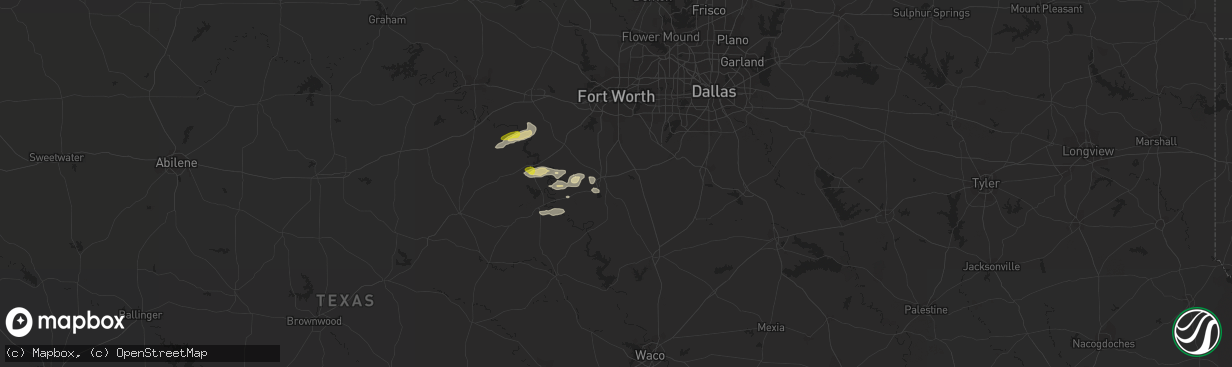 Hail map in Cleburne, TX on December 3, 2021