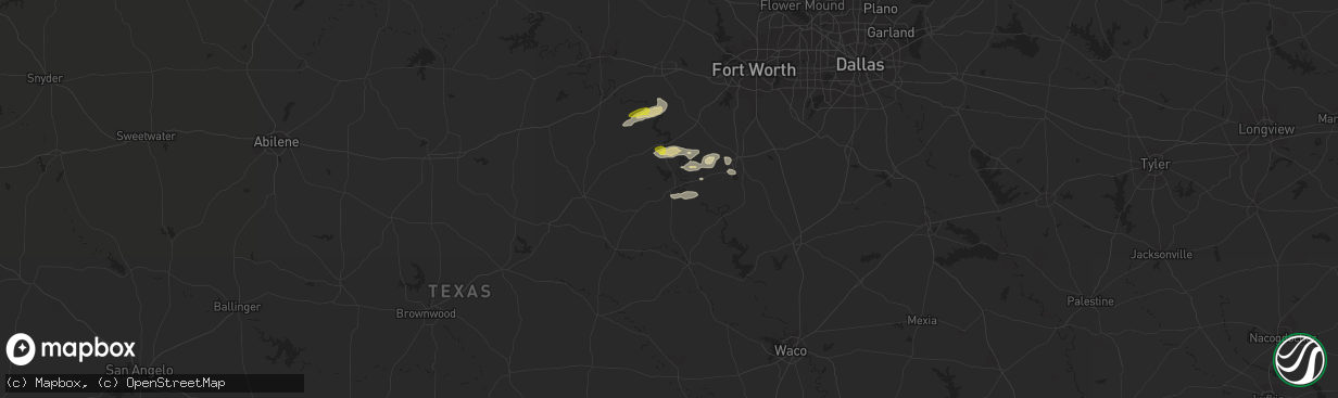 Hail map in Glen Rose, TX on December 3, 2021