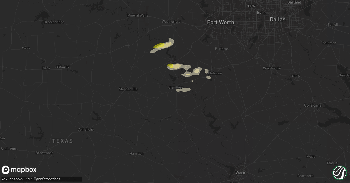 Hail map in Glen Rose, TX on December 3, 2021