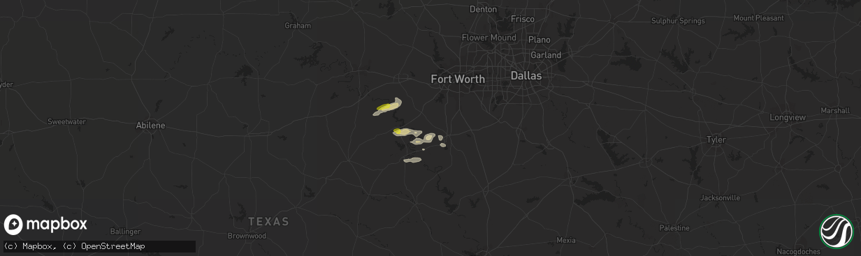 Hail map in Godley, TX on December 3, 2021